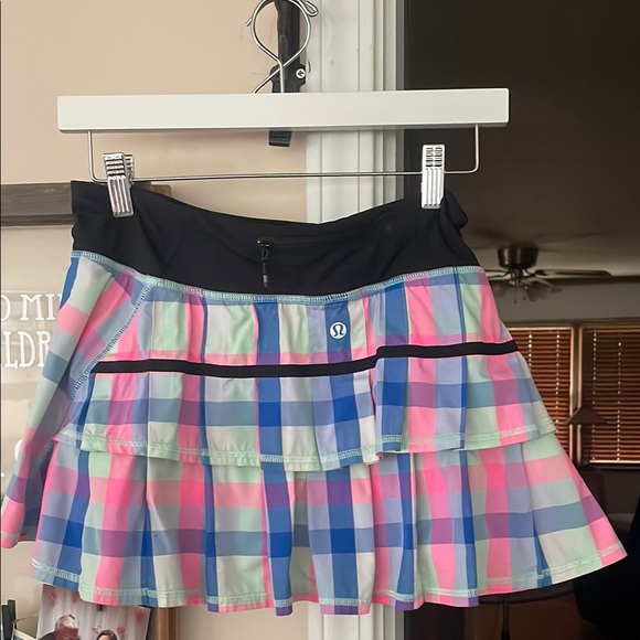 lululemon Pacesetter Skort/skirt Pink Blue Mini Sea check print - Picture 1 of 10